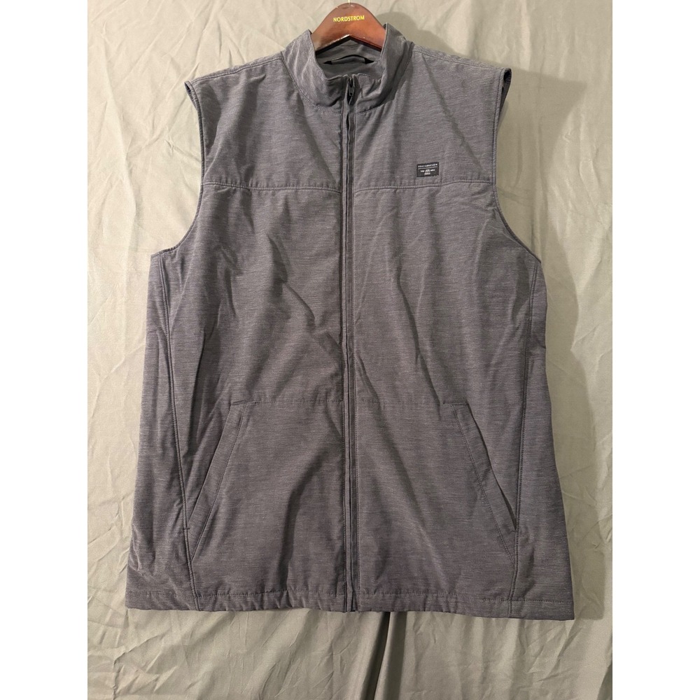 Travis Mathew Mens XL Full Zip Golf Vest Gray Heathered Mock Neck